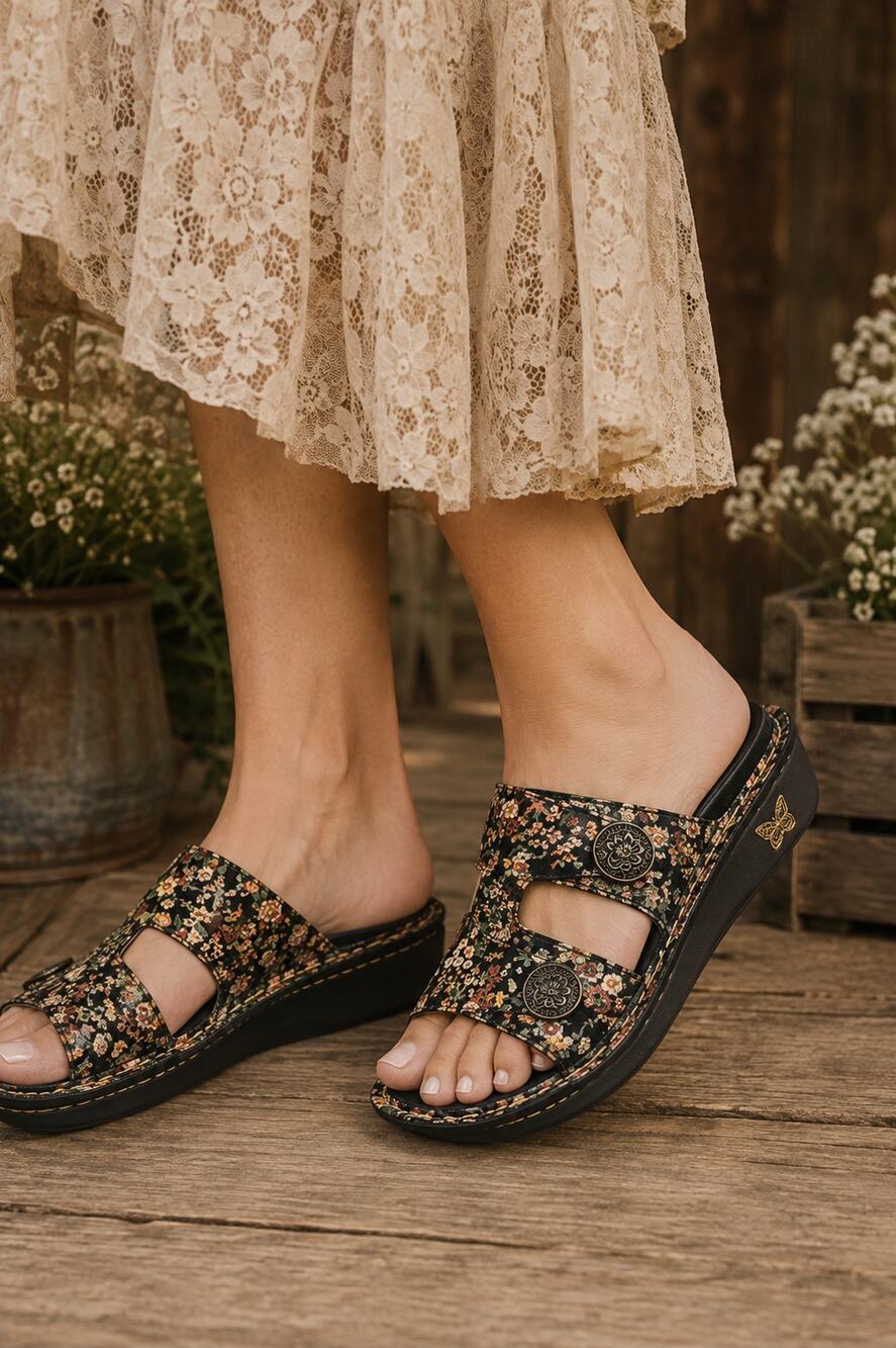 Alegria Violette Earthy Bloom Floral Comfort Sandals Women's Size 40